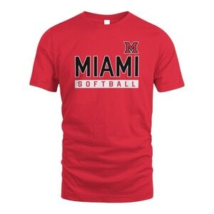 Red Miami Softball T-Shirt
